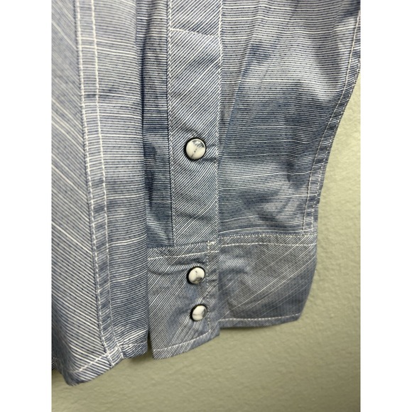 BKE Buckle Men's M Shirt Western Athletic Fit Pearl Snap Blue White‎ Rodeo - Picture 9 of 10